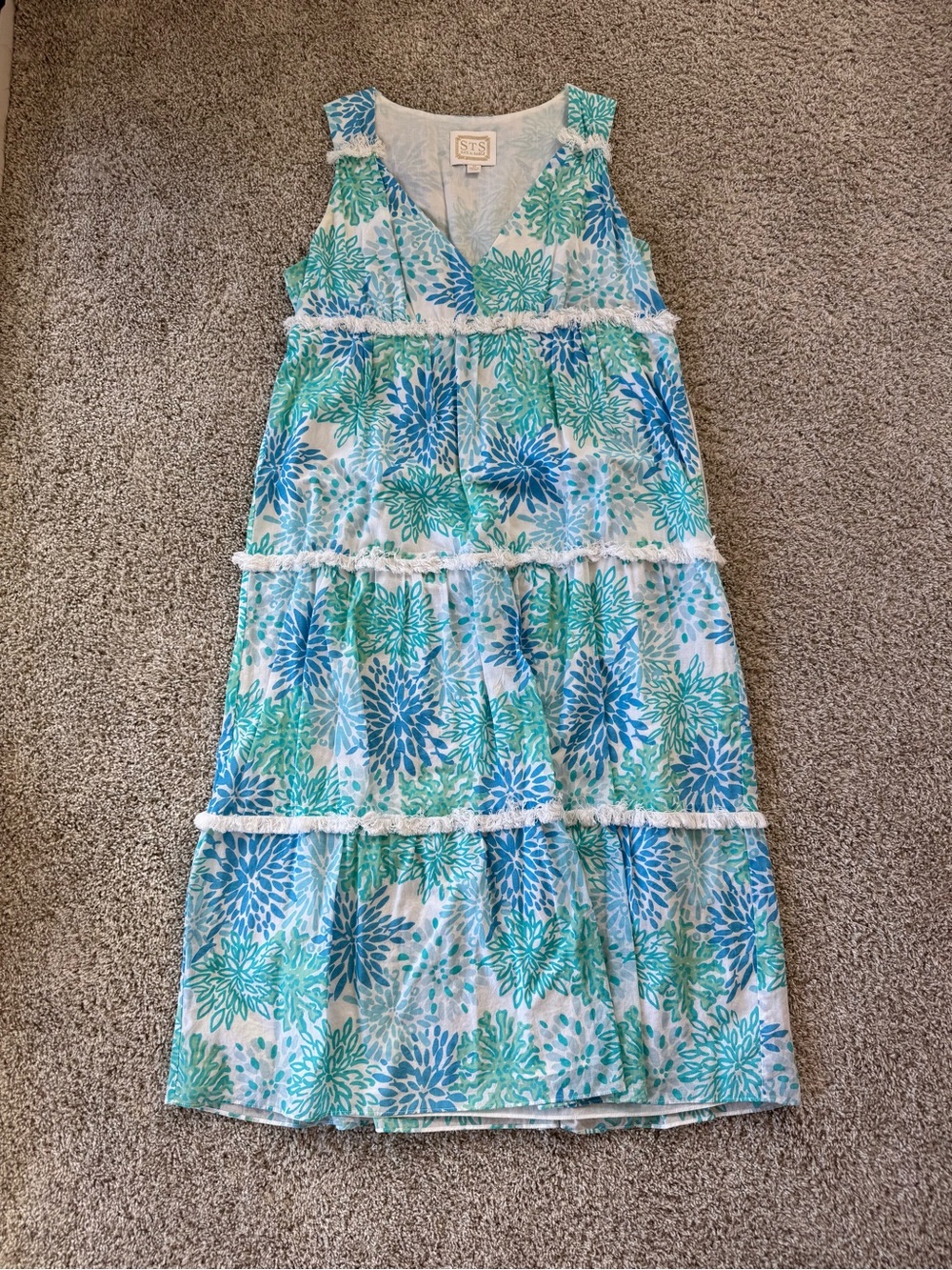 Sleeveless Floral Maxi Dress in Blue & Teal